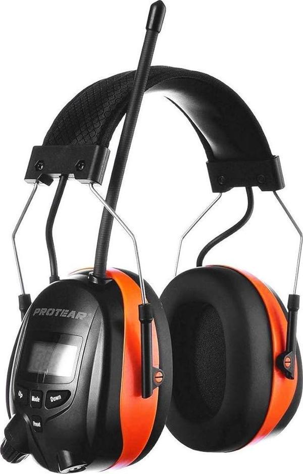 PROTEAR Bluetooth AM FM Radyo Kulaklıklar, 25dB Kulak Koruma - Turuncu - Image 1