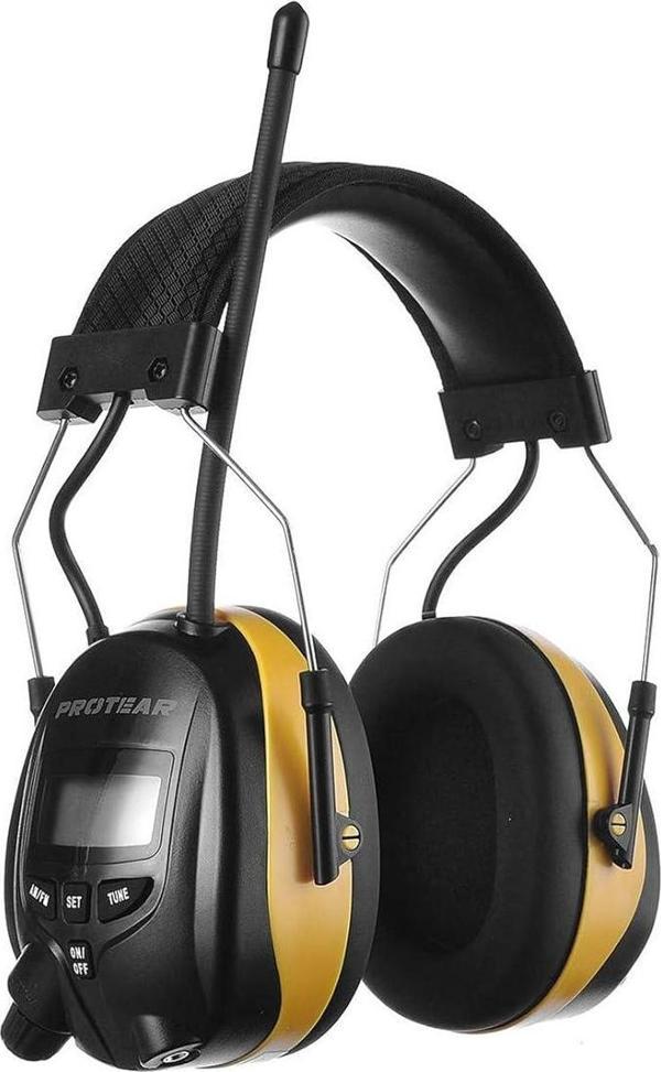 PROTEAR Dijital AM FM Radyo Kulaklıklar, 25dB Kulak Koruma - Sarı - Image 1