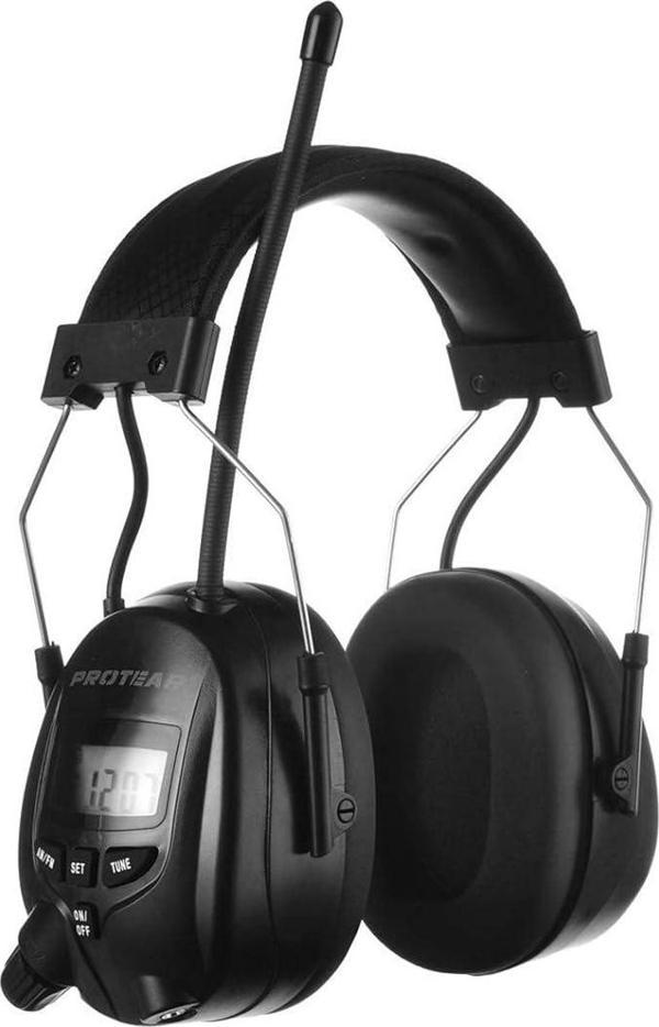 PROTEAR Dijital AM FM Radyo Kulaklıklar, 25dB Kulak Koruma - Siyah - Image 1
