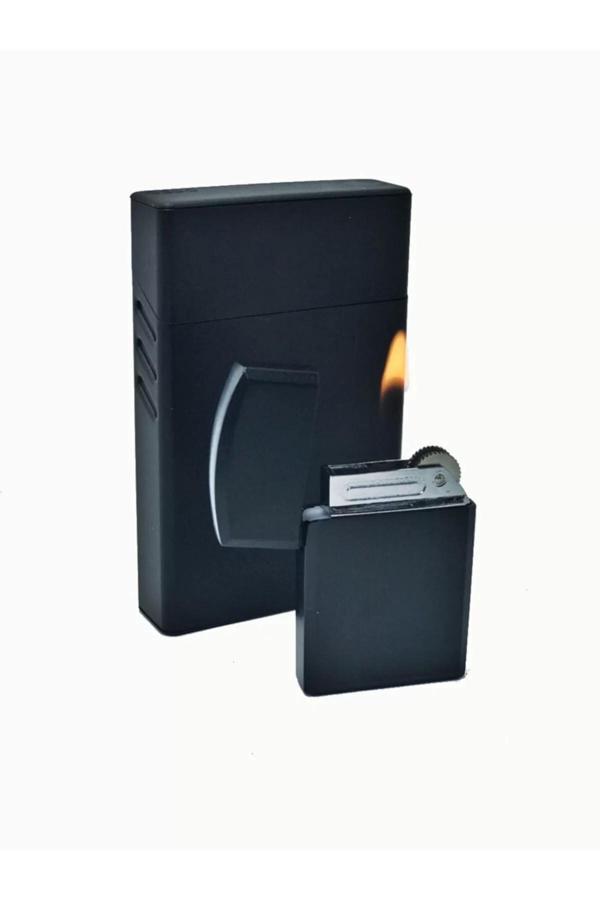 Metal Slim Kısa Sigara Kutusu Zippo Modeli Çakmak Set - Image 1