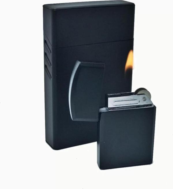 Metal Slim Kısa Sigara Kutusu Zippo Modeli Çakmak Set - Image 1