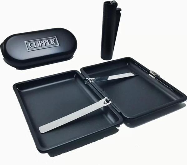 Metal Tabaka Clipper Çakmak Set - Image 1