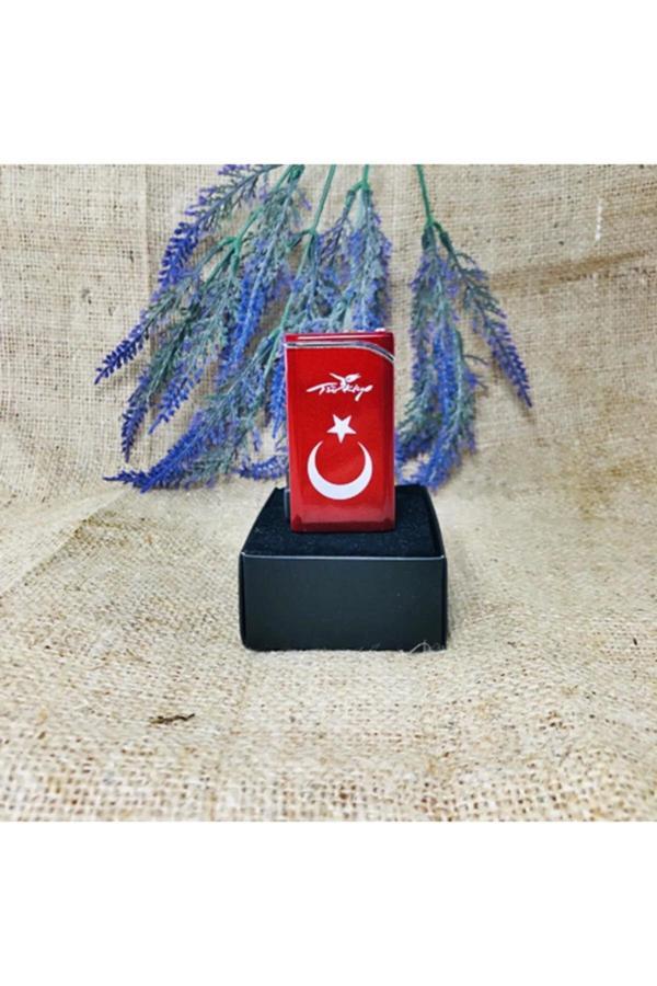 Rezistanslı Metal Türk Bayraklı Çakmak Ultra Ince - Image 1