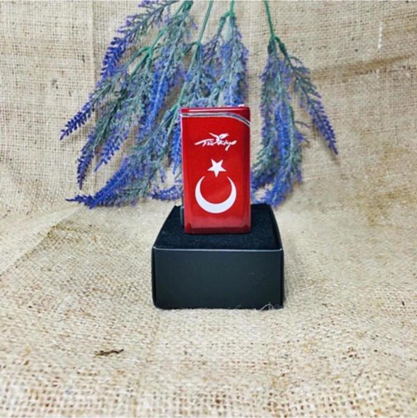 Rezistanslı Metal Türk Bayraklı Çakmak Ultra Ince - Image 1