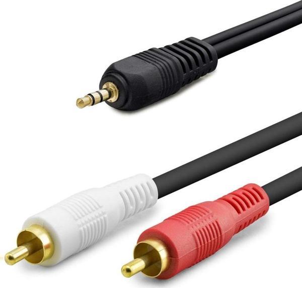 3.5 Mm To 2Rca Kablo 2Lıne Gold 3M Siyah HDX1059 - Image 1