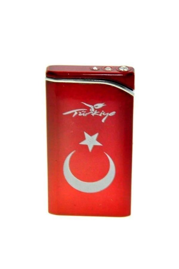 Hdmarketim Rezistanslı Rüzgarda Sönmez Metal Türk Bayraklı Çakmak Ultra Ince 5833 - Image 1