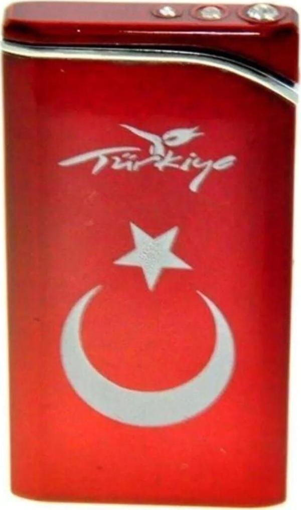 Hdmarketim Rezistanslı Rüzgarda Sönmez Metal Türk Bayraklı Çakmak Ultra Ince 5833 - Image 1