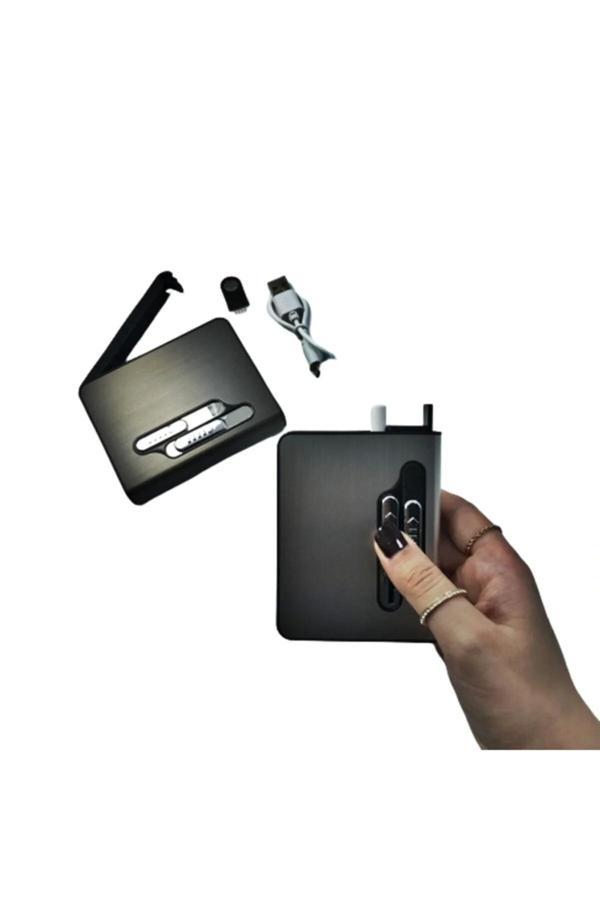 Usb Şarjlı Kısa Sigara Çıkaran Çakmaklı Tabaka - Image 1