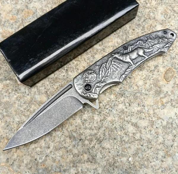 AlsepeteAvm Eskitme Kurt Desenli Kamp Çakısı - Image 1