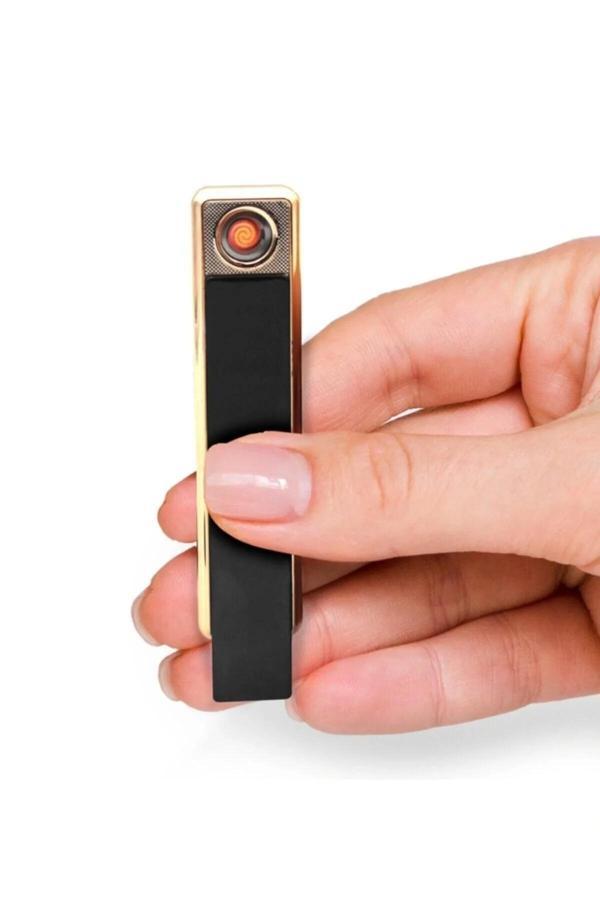Kişiye Özel Isimli Siyah Şarjlı Usb'li Dokunmatik Siyah Elektronik Çakmak - Image 1