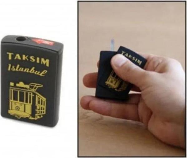 Kişiye Özel TAKSİM TEMALI YANDAN MEKANİZMALI MAT SİYAH RENK MANYOTORLU METAL ÇAKMAK - Image 1