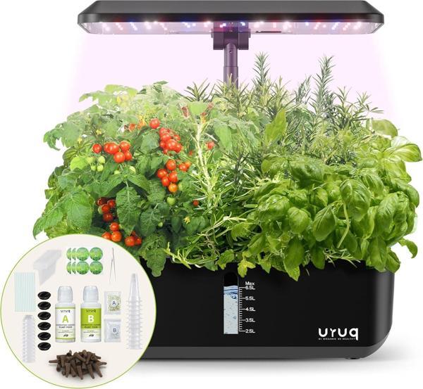 URUQ Topraksız Yetiştirme Sistemi Kapalı Bahçe Seti 12 Pods - Siyah - Image 1
