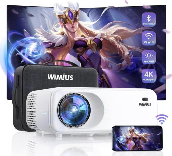 WiMiUS W6 Dış Mekan Film Projektörü, 5G WiFi Bluetooth 4K Desteği - 300 Inc - Image 1