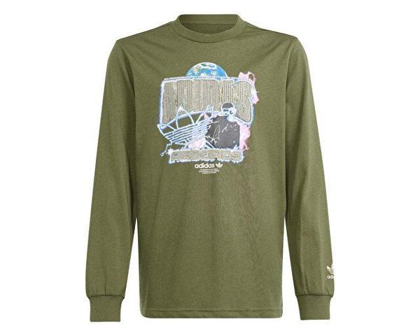 adidas Longsleeve Çocuk Günlük Tişört IR9772 Haki - Image 1