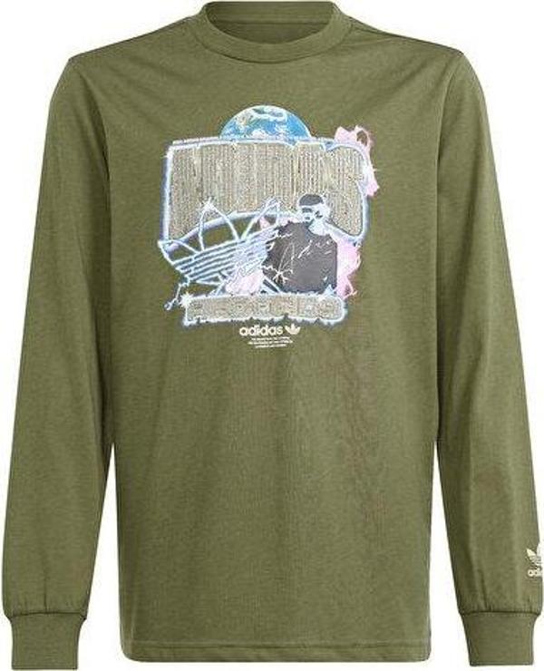 adidas Longsleeve Çocuk Günlük Tişört IR9772 Haki - Image 1