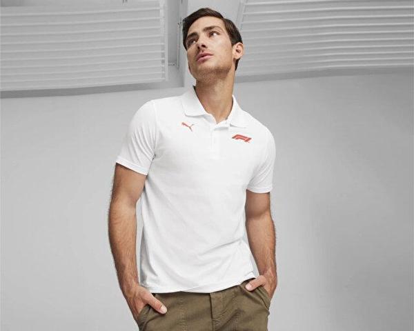Puma F1 Ess Logo Polo Erkek Günlük Polo Yaka Tişört 62585202 Beyaz - Image 1