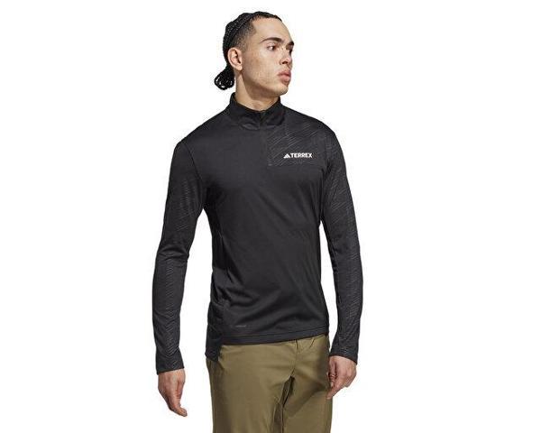 adidas Mt Half Zi Ls Erkek Günlük Tişört HT9501 Siyah - Image 1