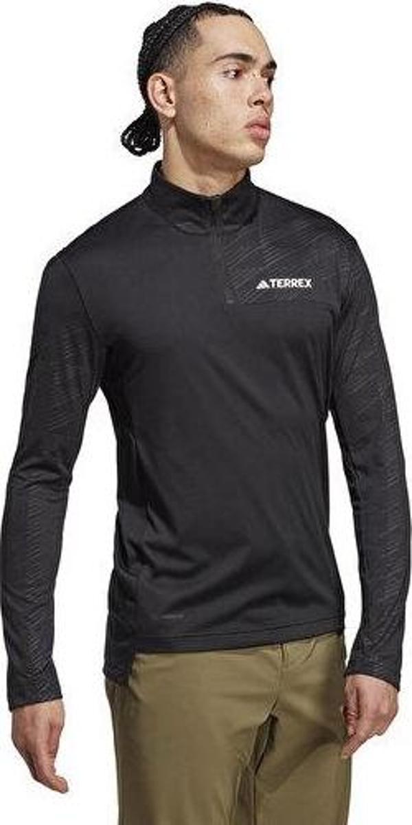 adidas Mt Half Zi Ls Erkek Günlük Tişört HT9501 Siyah - Image 1