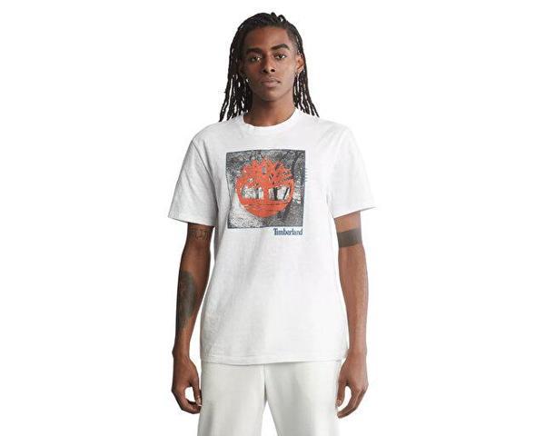 Timberland Ss Fabric Graphic Tee Erkek Günlük Tişört TB0A26T31001 Beyaz - Image 1