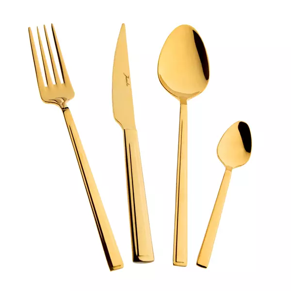 Jumbo Athena Titanyum Gold 6 Kişilik 24 Parça Tatlı Çatal Kaşık Bıçak Takımı - Titanyum Gold - Image 1