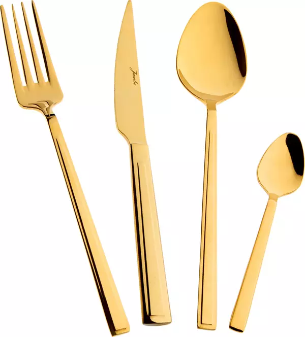 Jumbo Athena Titanyum Gold 6 Kişilik 24 Parça Tatlı Çatal Kaşık Bıçak Takımı - Titanyum Gold - Image 1