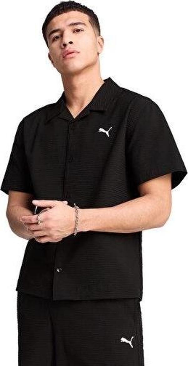 Puma Wardrobe Ess Relaxed Shirt Erkek Günlük Polo Tişört 62966301 Siyah - Image 1