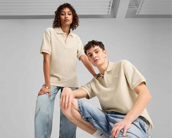 Puma Premium Ess Jacquard Polo Unisex Günlük Polo Tişört 62967087 Bej - Image 1
