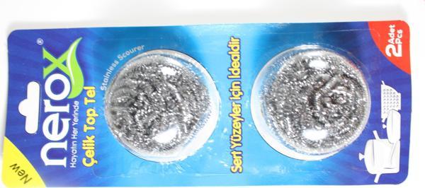 Top Tel Ovalama için Bulaşık Teli Metal Temizlik Süngeri 2li Paket - Image 1