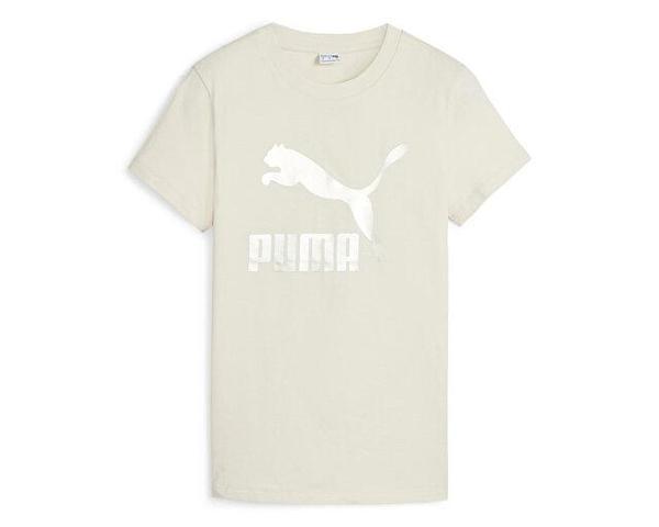 Puma Classics Shiny Logo Tee Kadın Günlük Tişört 62559787 Bej - Image 1