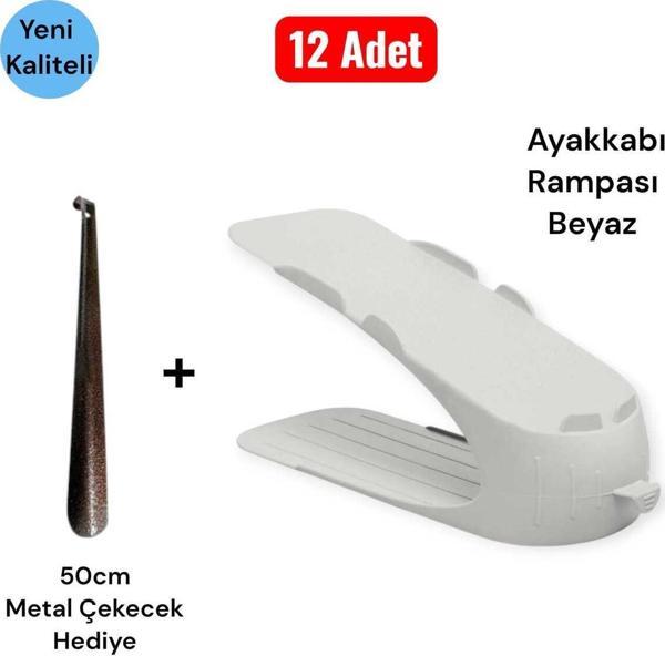 Ar armese Ayakkabı Rampası Ayakkabı Düzenleyici Organizer Beyaz 12 Adet - Image 1