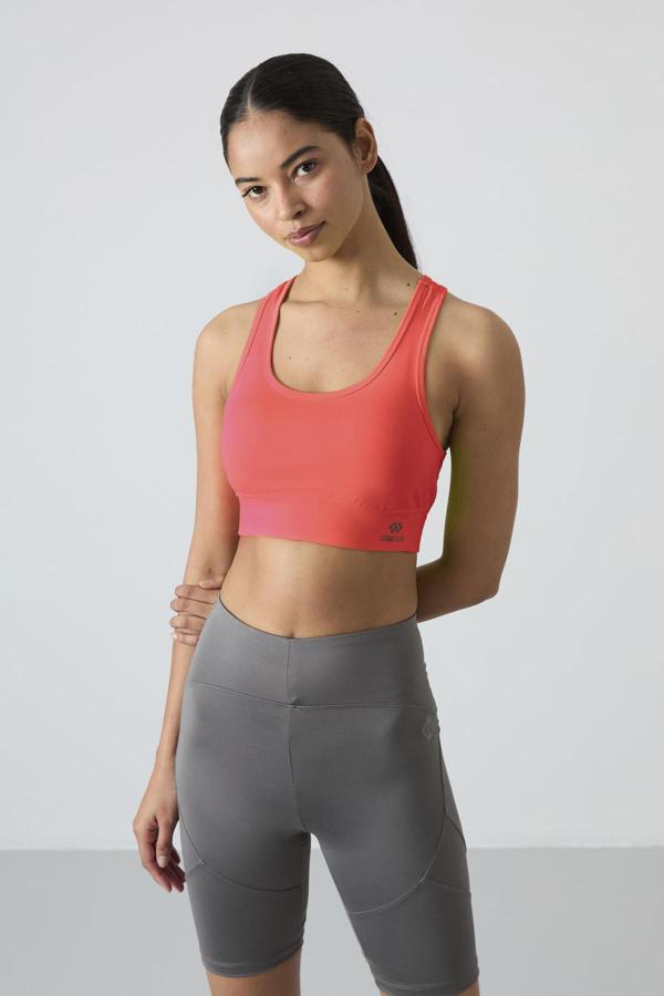 Neon Pembe Sırt Detaylı Dar Kalıp U Yaka Kadın Spor Büstiyer - 97120 - Image 1
