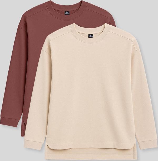 Rahat Form O Yaka 2li Paket Bej-Kahverengi Kadın Tunik Sweatshirt - 97305 - Image 1
