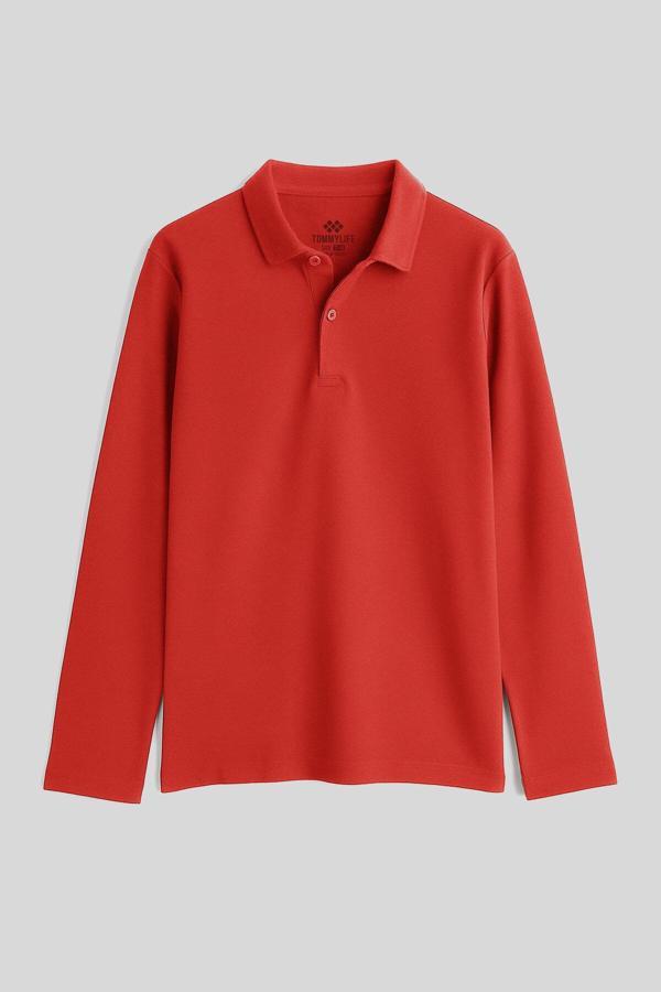 Coral Polo Yaka Basic Uzun Kollu Erkek Çocuk T-Shirt - 11170 - Image 1