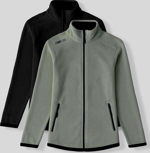 Rahat Form Dik Yaka 2li Paket Siyah-Çağla Kadın Polar Sweatshirt - 97173 - Image 1