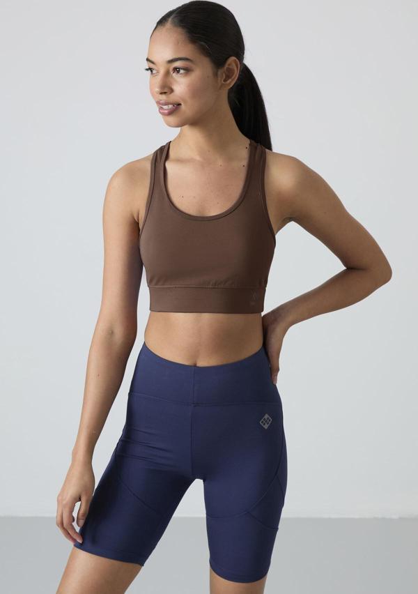 Kahverengi Sırt Detaylı Dar Kalıp U Yaka Kadın Spor Büstiyer - 97120 - Image 1