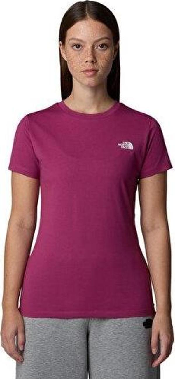 The North Face W Ss Sd Slim Tee Kadın Günlük Tişört NF0A87NH6EO1 Pembe - Image 1