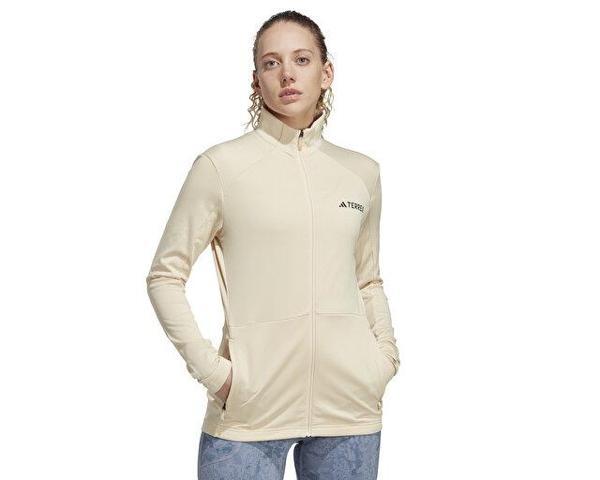 adidas W Mt Full Z Fle Kadın Outdoor Ceketi HZ1369 Bej - Image 1