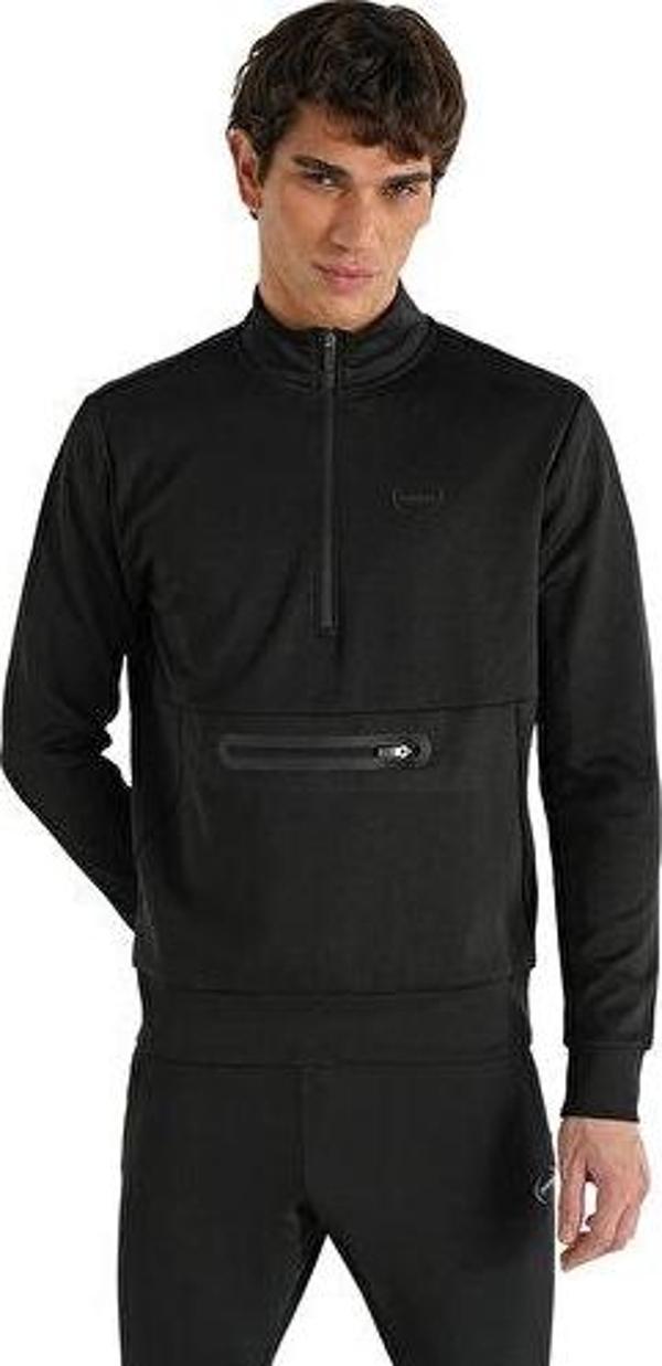 Hummel Loton Zıp Nk Sweatshırt Erkek Günlük Sweatshirts 922255-2001 Siyah - Image 1