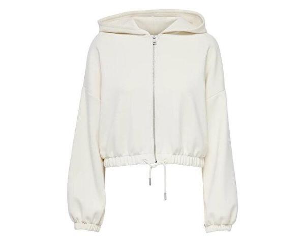 Only Onlscarlett L/S Zip Hood Swt Noos Kadın Günlük Ceket 15210679-BIRCH Krem - Image 1