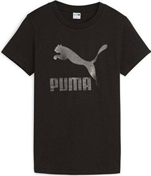 Puma Classics Shiny Logo Tee Kadın Günlük Tişört 62559701 Siyah - Image 1