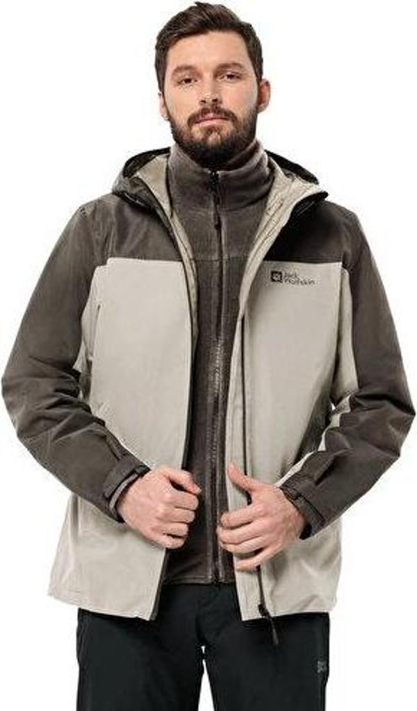 Jack Wolfskin Taubenberg 3In1 Jkt M Erkek Çift Taraflı Outdoor Montu 1115311-A0029 Bej - Image 1