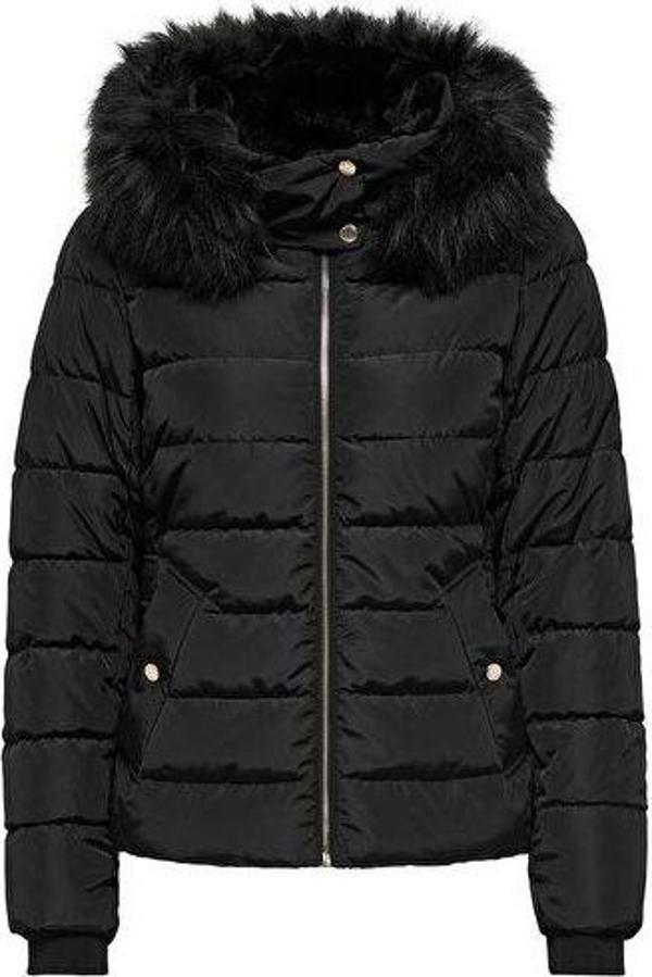 Only Onlcamilla Quilted Furhood Jacket Cc Otw Kadın Günlük Mont 15204607-BLACK Siyah - Image 1