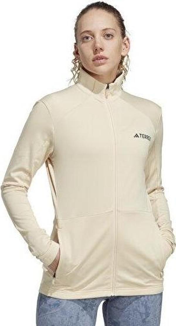 adidas W Mt Full Z Fle Kadın Outdoor Ceketi HZ1369 Bej - Image 1