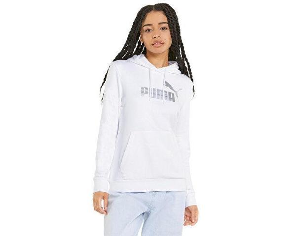 Puma Ess+ Metallic Logo Hoodie Kadın Günlük Sweatshirts 84909602 Beyaz - Image 1