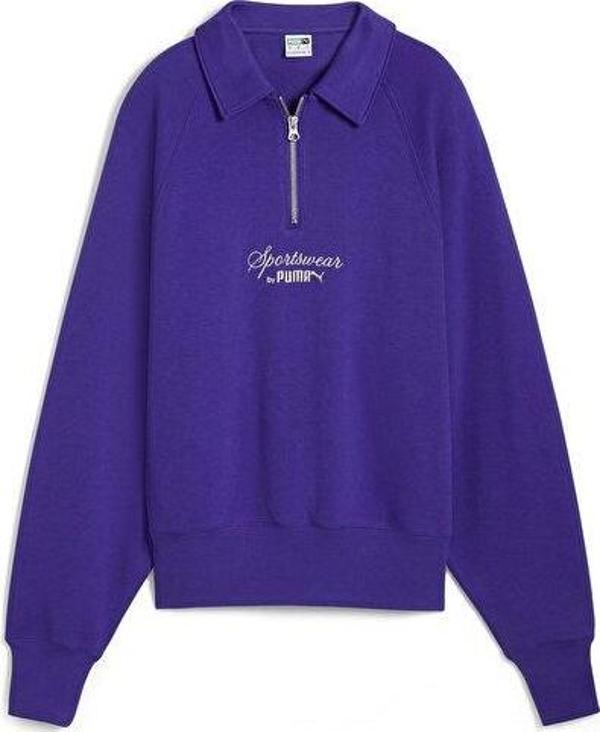 Puma Classics+ Half Zip Polo Crew Kadın Günlük Sweatshirts 62656127 Mor - Image 1