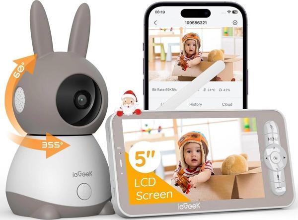 ieGeek Video Bebek Monitörü Kamerası 2K HD - 5 Inc - 1 Kamera - Image 1