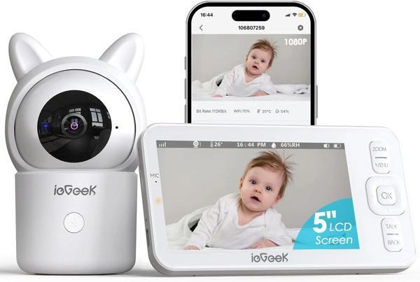ieGeek Bebek Monitörü Kamera ve Ses, 5 Inc HD Gece Görüşü - 1 Kamera - Image 1