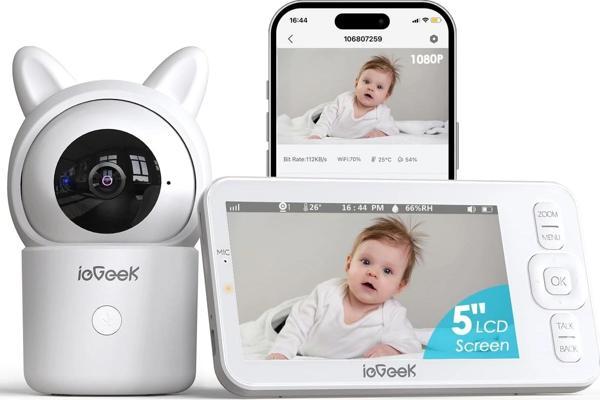 ieGeek Bebek Monitörü Kamera ve Ses, 5 Inc HD Gece Görüşü - 1 Kamera - Image 1