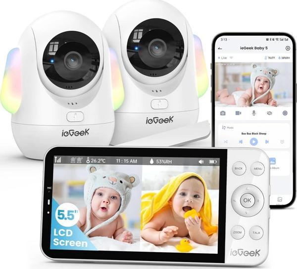 ieGeek Bebek Monitörü, 5.5 Inc Ekran - 2.5K Ultra HD - 2 Kamera - Image 1