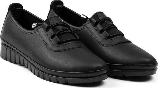 Kadın Siyah Ortopedik Anne Ayakkabısı - Rahat Kaymaz Taban, Bağcıklı Günlük Yürüyüş Ayakkabısı - Image 1